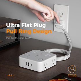 TESSAN surge protector eight outlets power multiple devices without crowding.