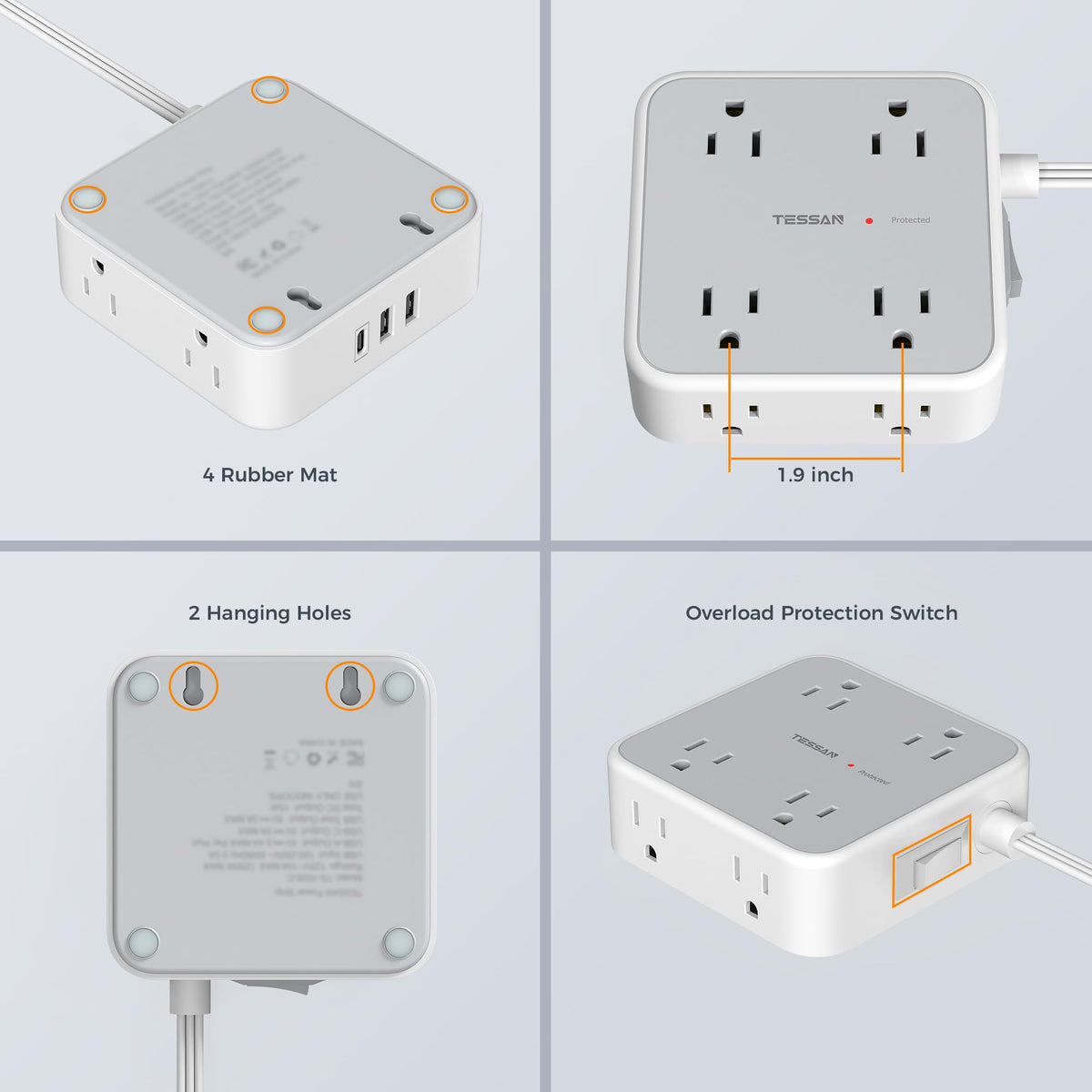 TESSAN surge protector ideal for dorms and offices.