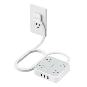 TESSAN flat-extension surge protector for tidy desk charging