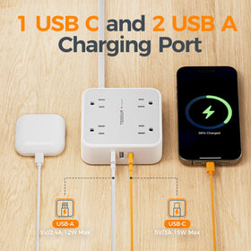 TESSAN power strip 45-degree design prevents outlet blockage