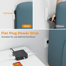 TESSAN three-sided outlets detail preventing adapters from blocking neighbors
