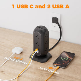 TESSAN top view displaying 11 AC outlets for organized power