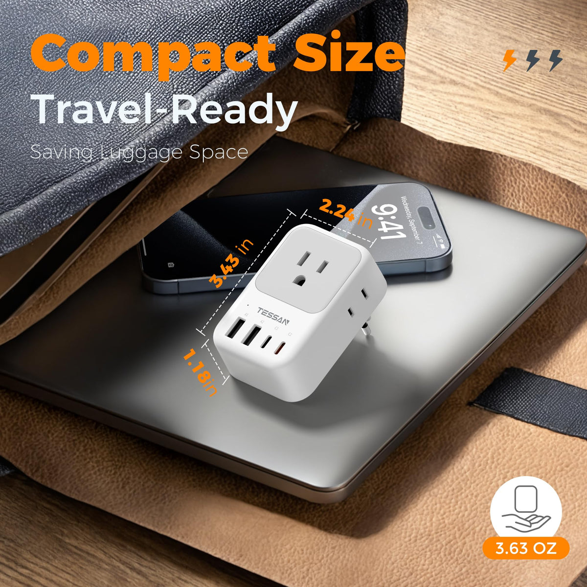 TESSAN travel adapter compact for cruise ships and apartments.