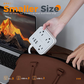 TESSAN Ultra-Thin Flat Extension Cord USB-C port for modern devices