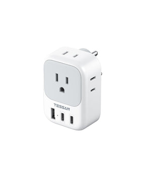 TESSAN US to India plug adapter with 4 outlets ideal for hotel charging