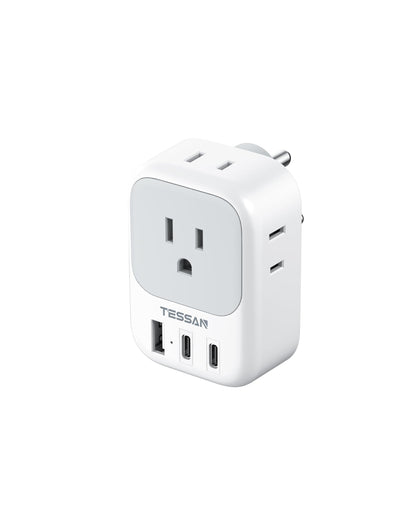 TESSAN US to India plug adapter with 4 outlets ideal for hotel charging