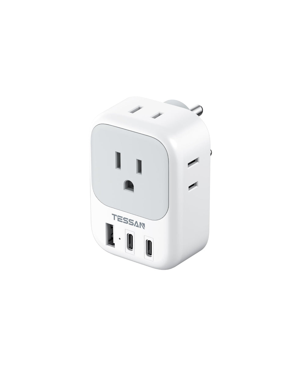 TESSAN US to India plug adapter with 4 outlets ideal for hotel charging