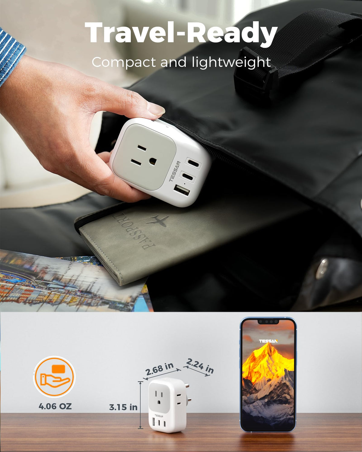 TESSAN cruise-ready travel adapter keeps devices powered on board