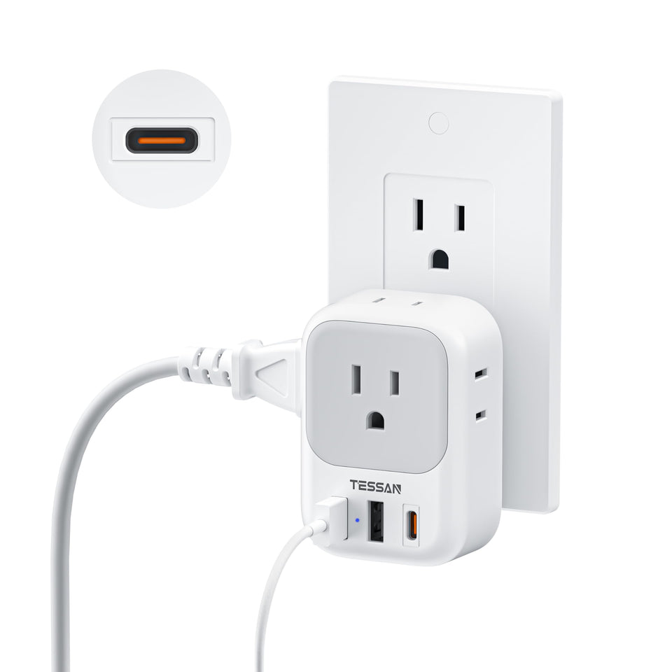 TESSAN USB-C charger block with 20W PD charges smartphones and tablets quickly.