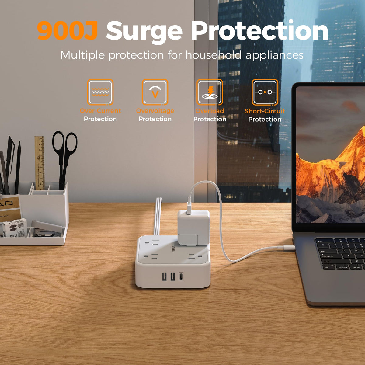 TESSAN USB and USB‑C ports detail showing fast charging convenience