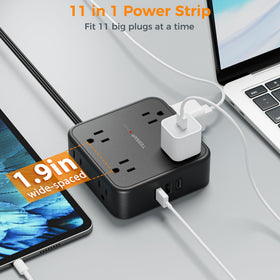 TESSAN USB-A and USB-C ports close-up enabling faster device charging