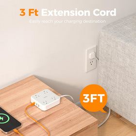 TESSAN detail of USB‑C and USB‑A ports plus AC outlets enabling fast multi‑device charging