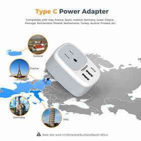 TESSAN closeup of USB‑C and USB‑A ports providing fast charging options