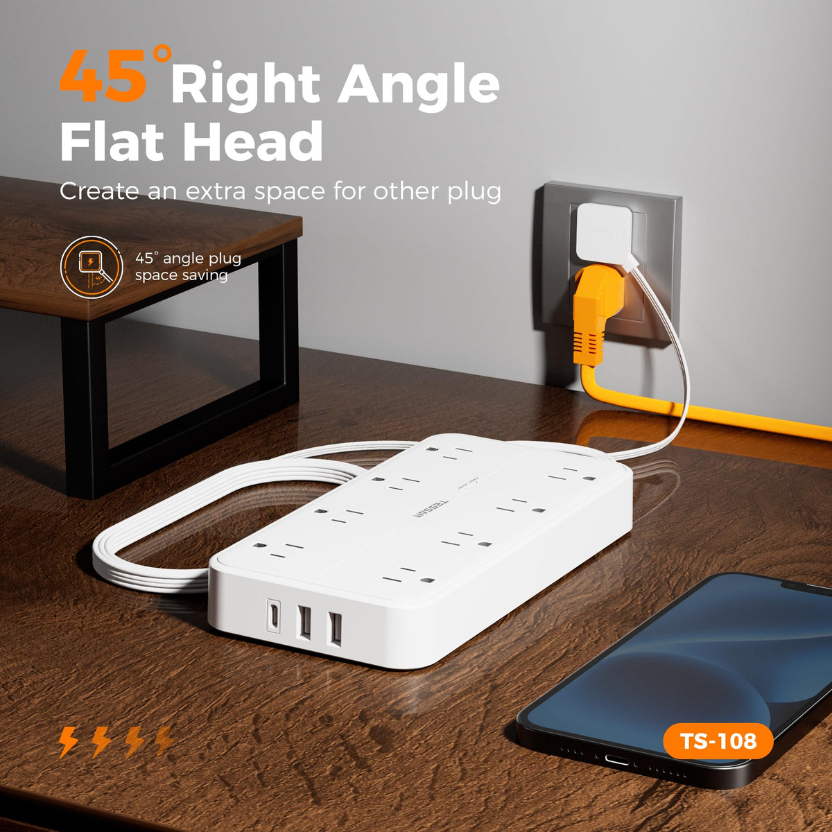 TESSAN USB ports detail highlighting USB‑C and dual USB‑A for fast device charging