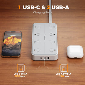 TESSAN USB ports detail including USB‑C for faster direct device charging