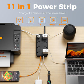 TESSAN USB ports detail highlighting USB‑C and USB‑A fast charging convenience
