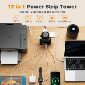 TESSAN USB ports detail showing USB‑C and USB‑A ports for fast multi device charging