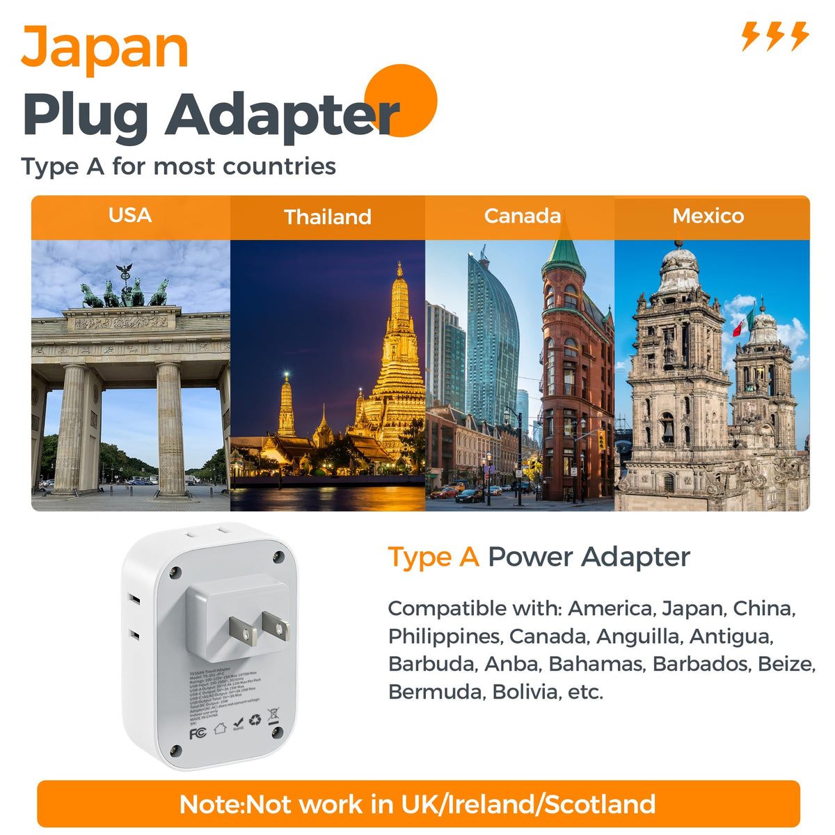 TESSAN wall outlet extender occupying one socket without blocking others