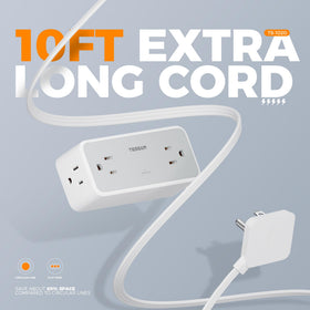 TESSAN wide-spaced outlets detail allowing bulky adapters benefit