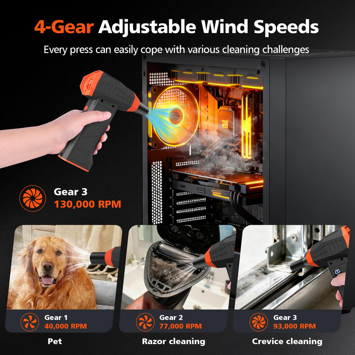Tetsaooy 15-in-1 air duster cordless handheld for convenient cleaning anywhere.