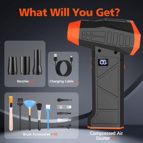 Tetsaooy 15-in-1 air duster speed dial shows four adjustable levels for dust control.