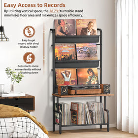 Tewinko 3-layer vinyl display rack keeps records neatly sorted.