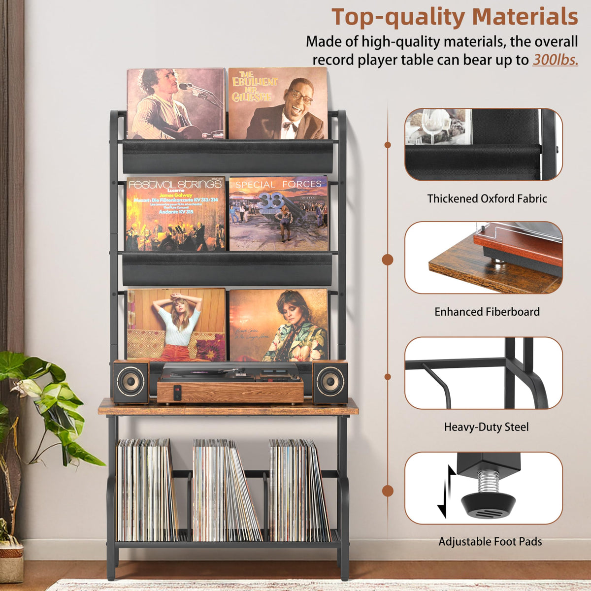 Tewinko sturdy metal frame with wood top supporting gear.