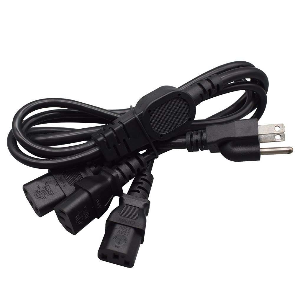 TEWOXIN NEMA5-15P to 3x IEC320 C13 Y-splitter, 9.8ft, multi-device power hub.