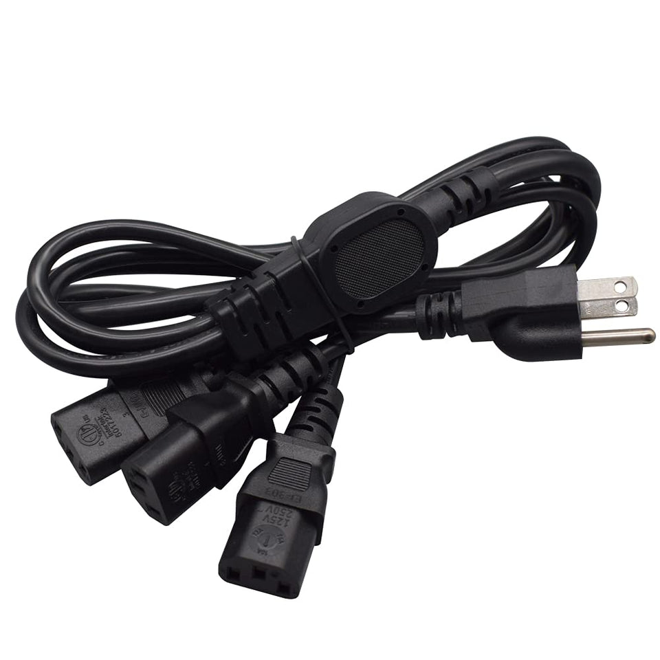 TEWOXIN NEMA5-15P to 3x IEC320 C13 Y-splitter, 9.8ft, multi-device power hub.