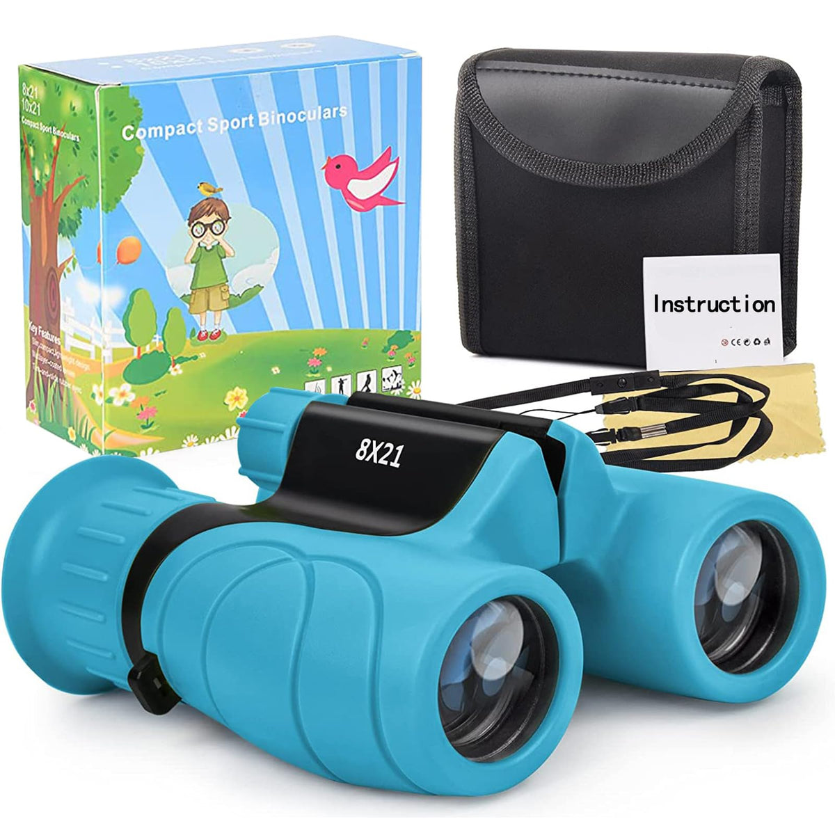 TEZILON front view of compact kids binoculars showing design and benefits