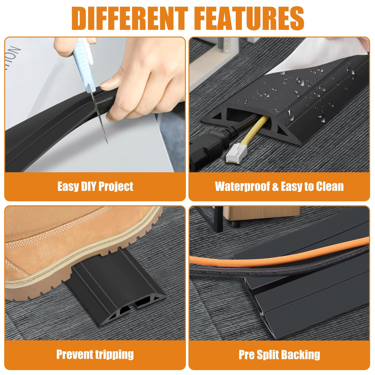 TFMUZERT heavy-duty PVC cord protector guards wires in busy spaces