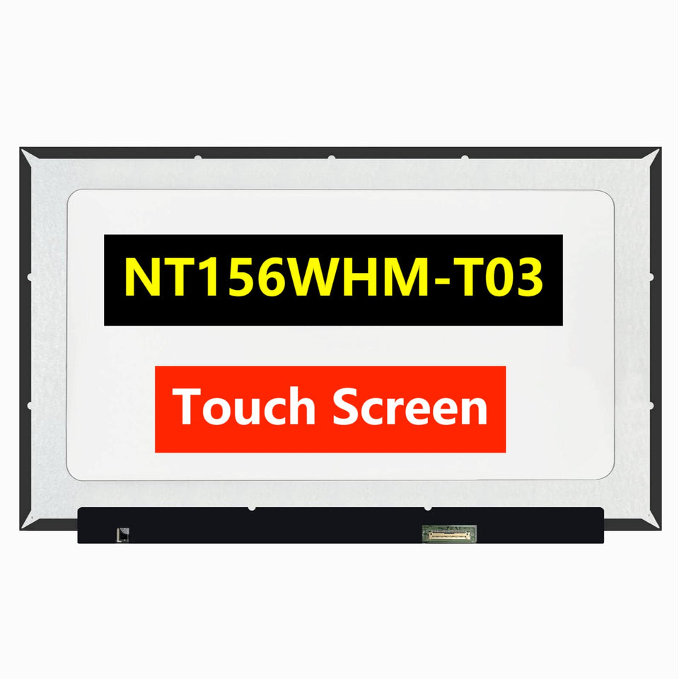 TFTcenter NT156WHM-T03 front view showing a touch-enabled laptop display