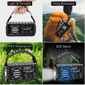 TFTDOUP compact radio includes flashlight and reading light for versatile illumination.