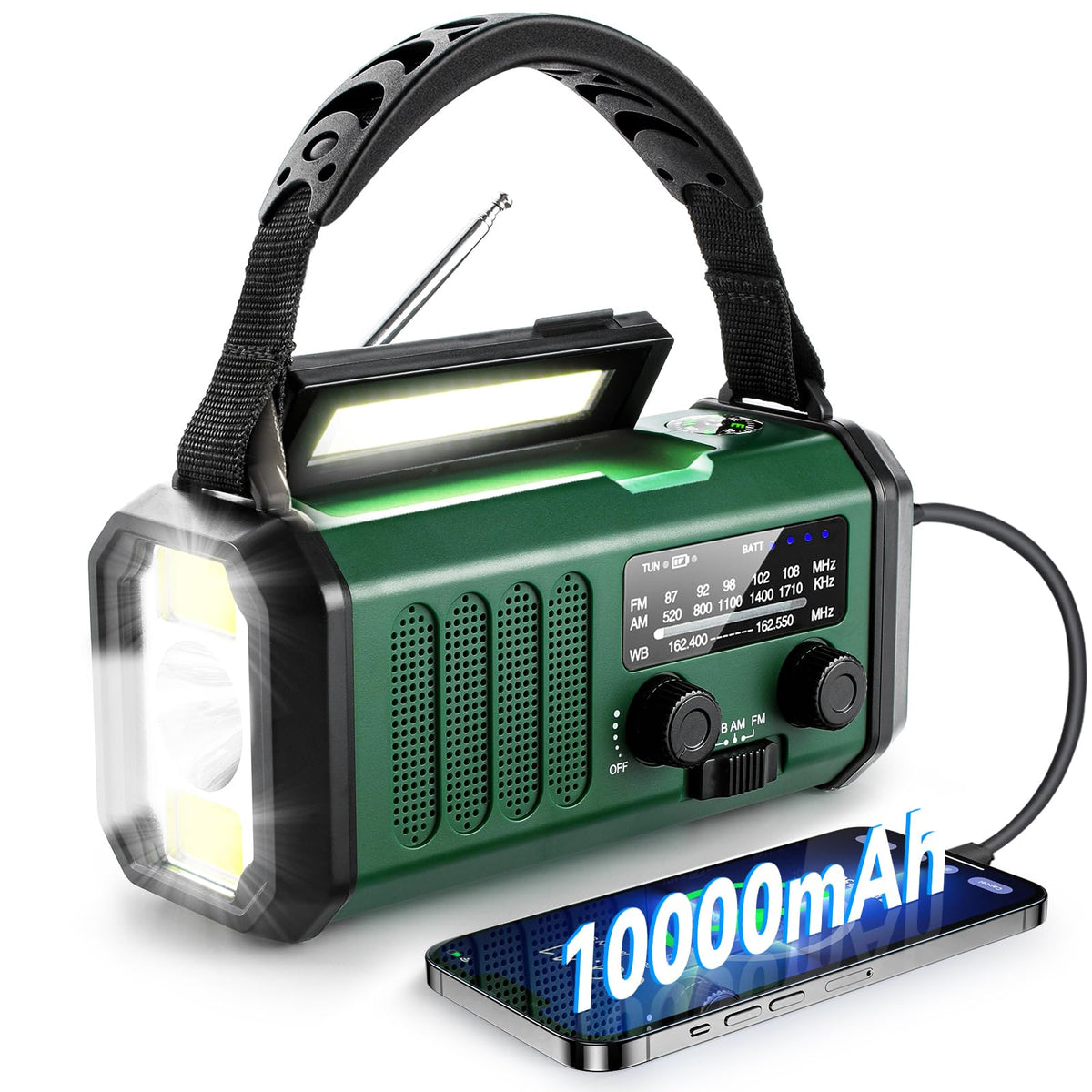 TFTDOUP NOAA emergency radio front view for outdoor readiness during outages