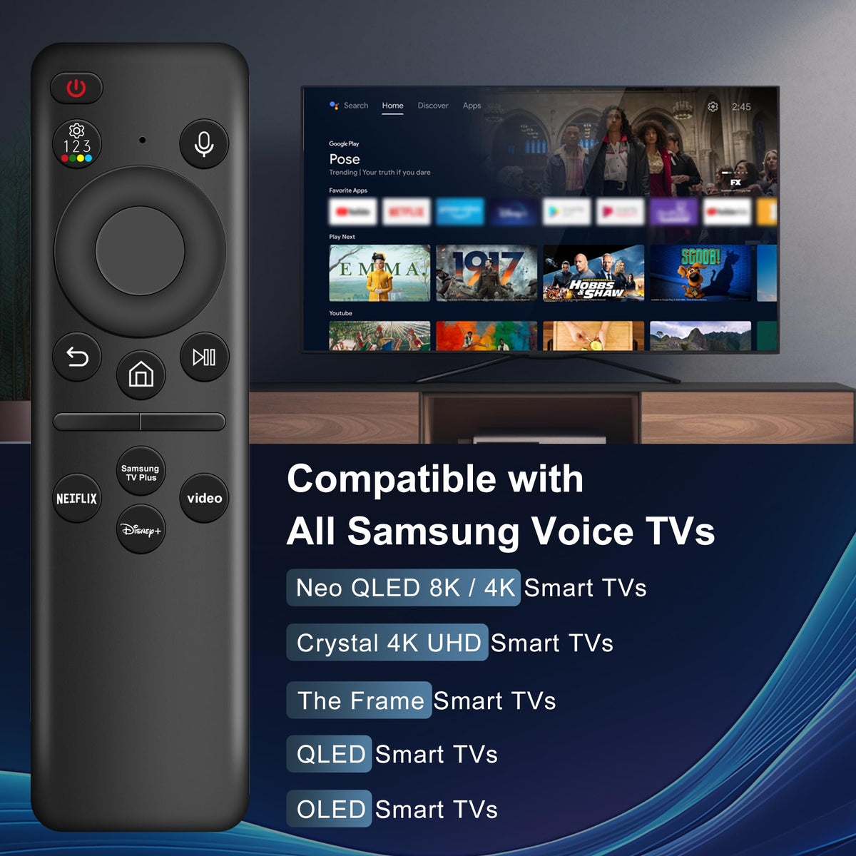 TGHCP remote compatible with Samsung 2019-2025 TVs including Frame and QLED.