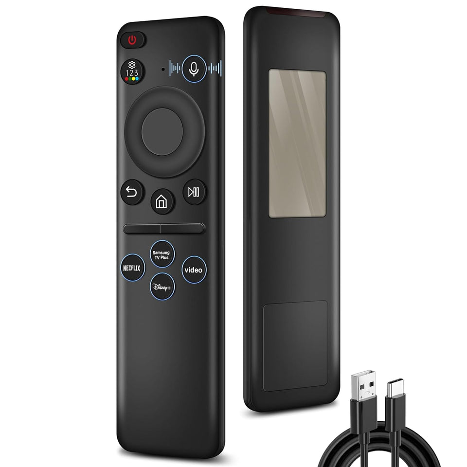 TGHCP replacement remote solar charging powers Samsung TV viewing in daylight.