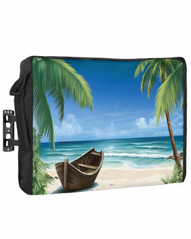 T&H XHome outdoor TV cover with palm tree design protects your screen outdoors from weather