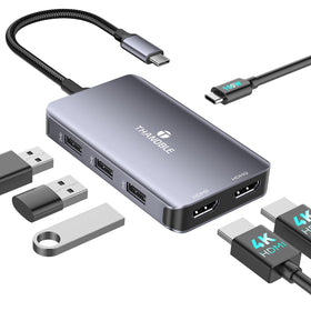 THANDBLE 4K60Hz USB-C dual HDMI adapter expands your display for multitasking.