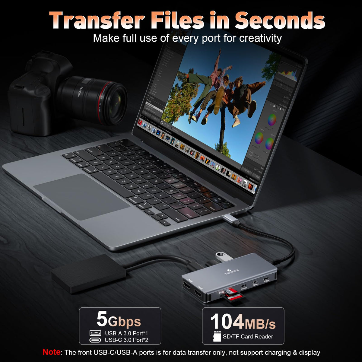 THANDBLE next to a pen showing scale and portability for travel-ready setup