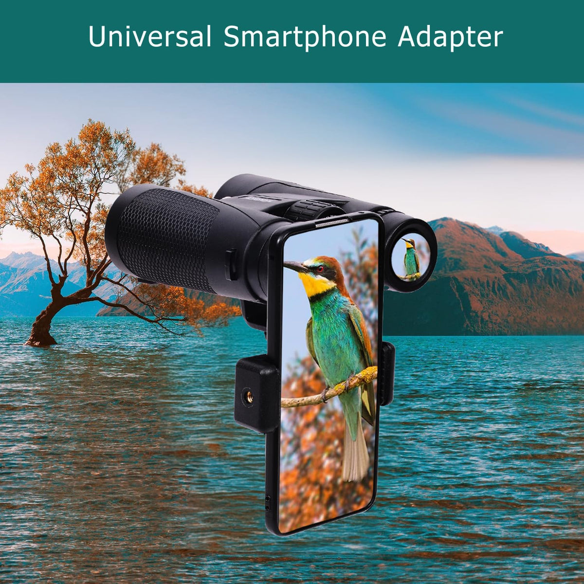 THBSBKT binoculars on a 360 degree rotatable tripod for versatile angles