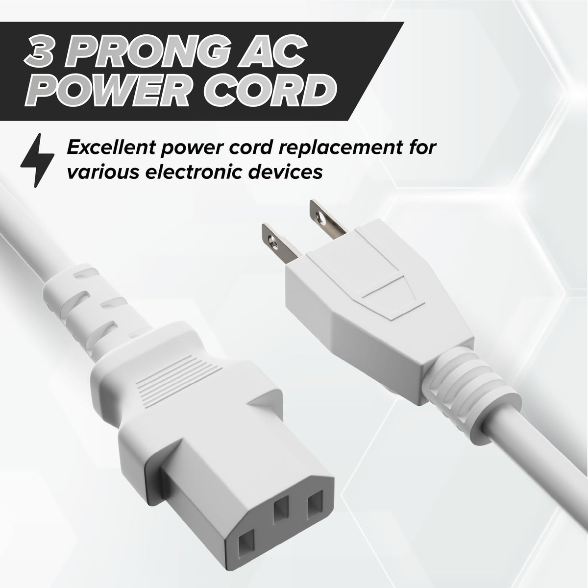 THE CIMPLE CO C13 connector closeup for a secure computer power connection.