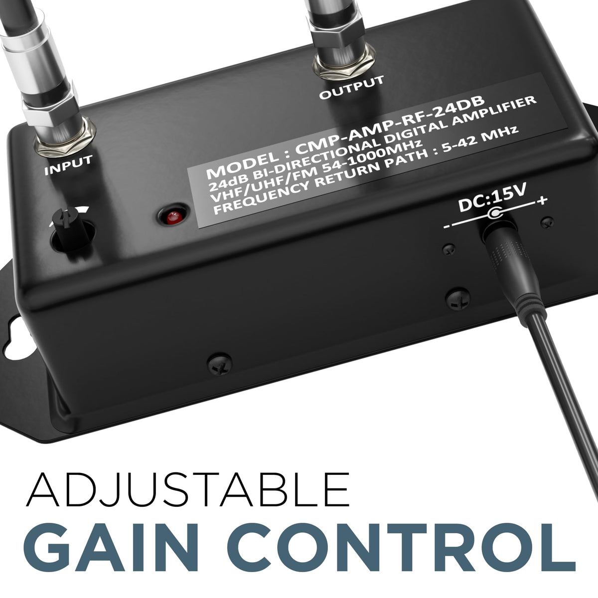THE CIMPLE CO rear view with two coax ports showing multi-device distribution benefit