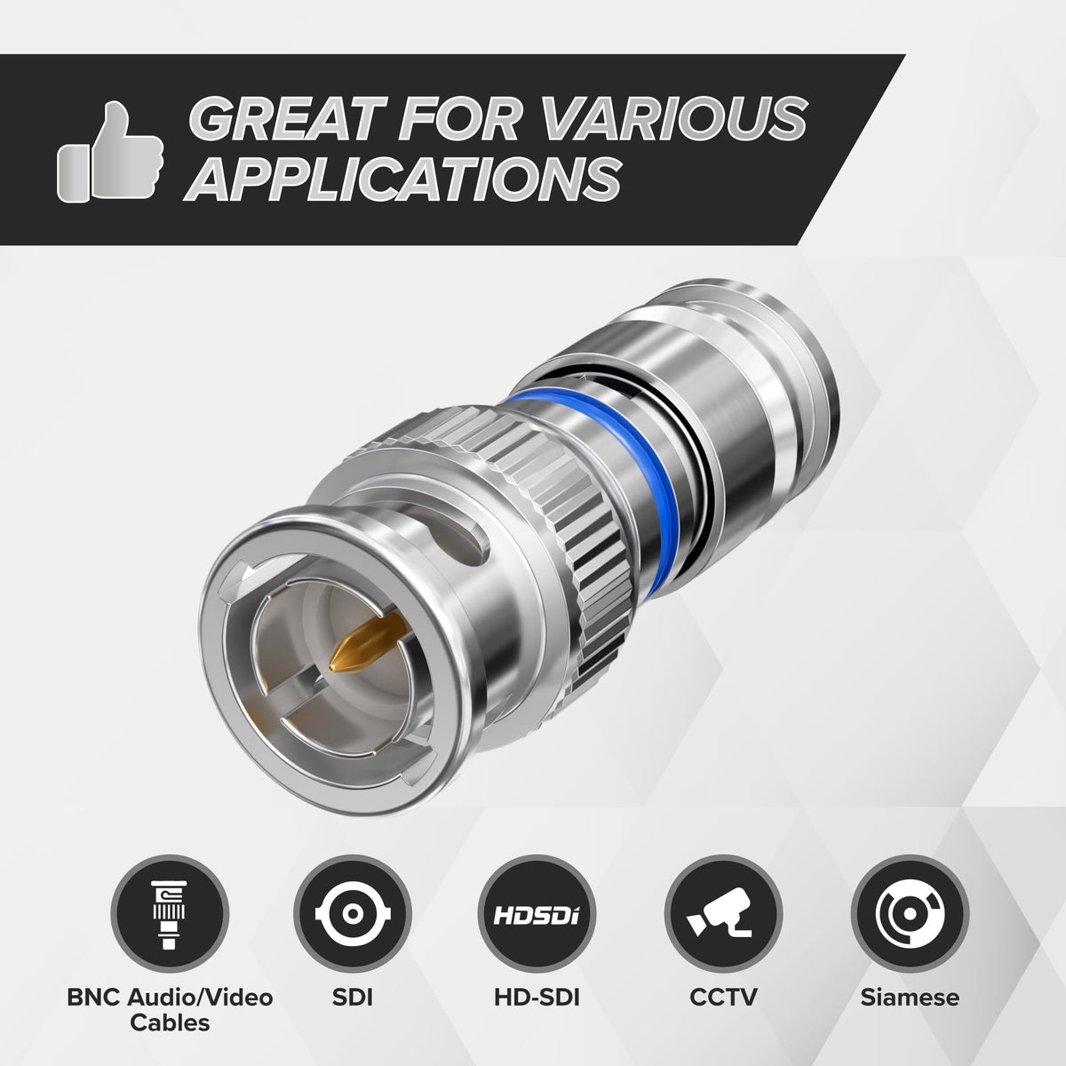 The CIMPLE CO BNC compression connector enabling SDI and HD-SDI video