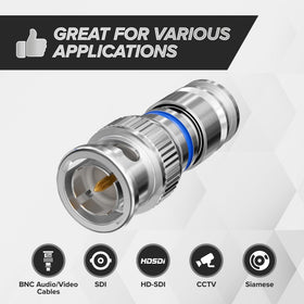 The CIMPLE CO BNC compression connector enabling SDI and HD-SDI video