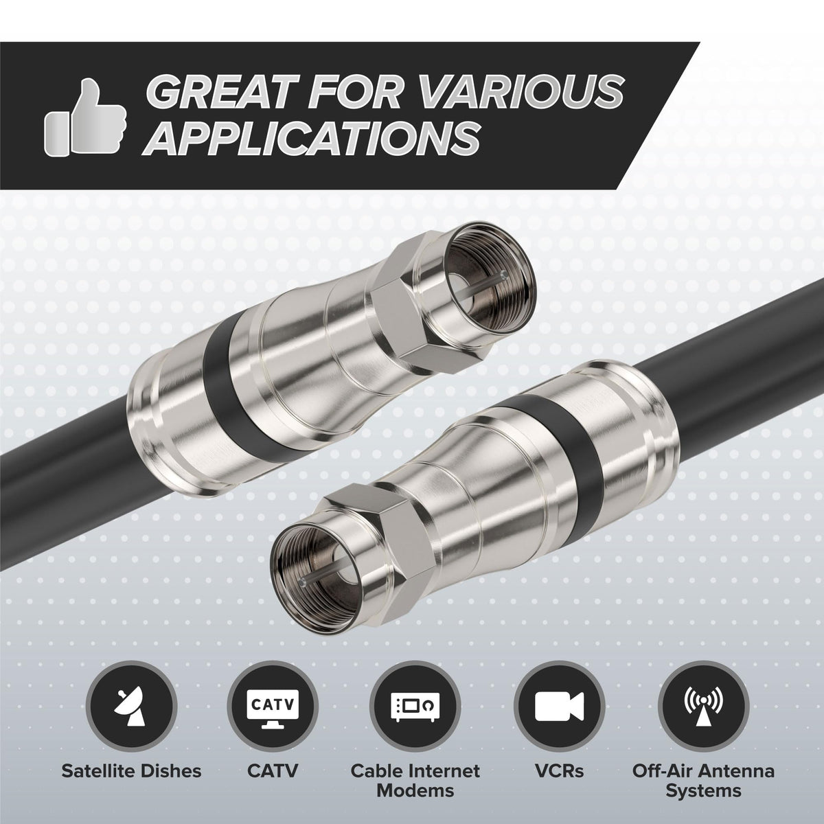 THE CIMPLE CO close-up of threaded F-pin and center conductor for reliable signal contact