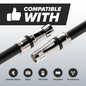 F-type compression connector by THE CIMPLE CO on RG11 cable.