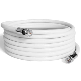 THE CIMPLE CO front view of 200ft RG6 cable showing labeling and white jacket, ensures correct product choice