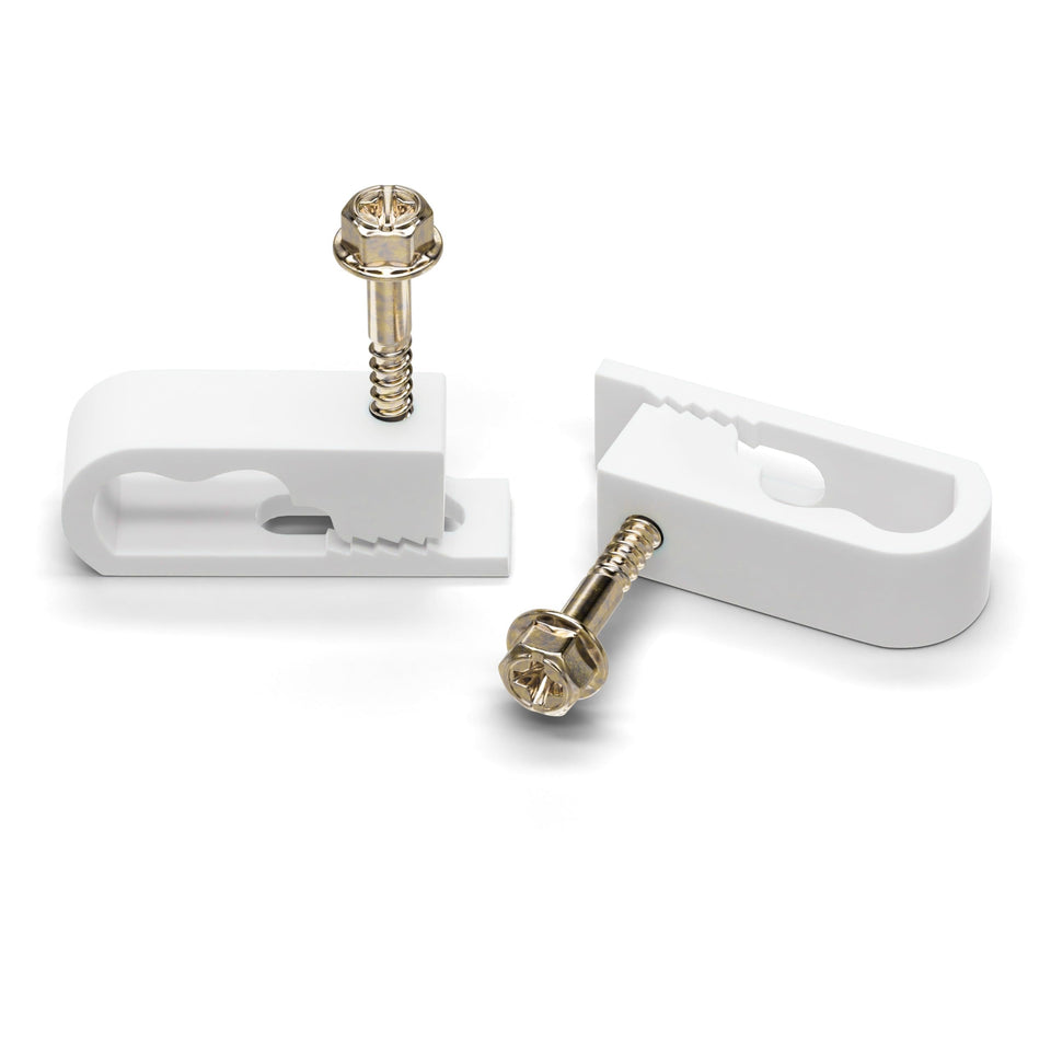 THE CIMPLE CO front view of 100 white clips showing packaging and quantity benefit