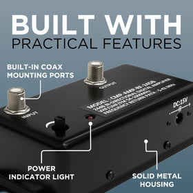THE CIMPLE CO gain knob detail illustrating adjustable amplification for clearer reception