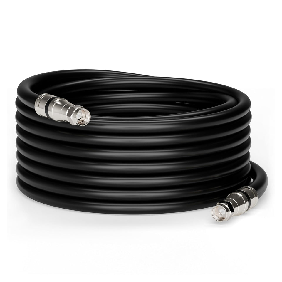 The CIMPLE Co RG11 coaxial cable outdoors and indoors for reliable TV and internet connections.